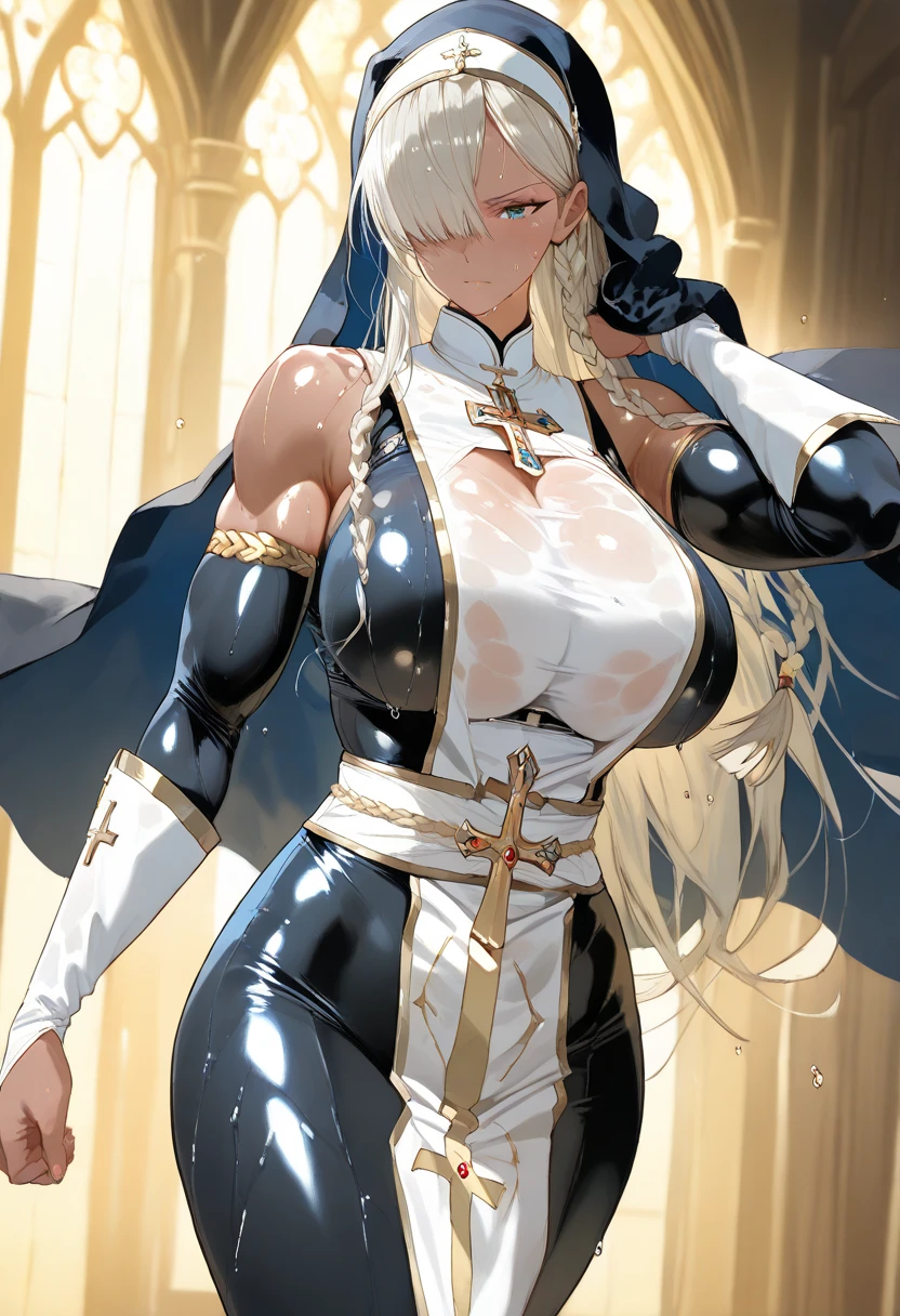 ((masterpiece)), ((high quality)), ((super detailed)), ((high resolution)) ,((8k)), a beautiful woman, ((She is one of the most famous female Priest)), unparalleled beauty, ((huge breast)), ((large ass)), ((deep cleavage)), slim waist, chest out, ultra detailed face, perfect skin, (((long blonde straight hair))), blue eyes,  detailed eyes, whole body image, (((anime))), ((glamorous)), 21 years old, ((incredibly beautiful woman)), ((The I cup bust)),  ((((Priest armor)))),  ((beautiful breasts)), beautiful legs, 8 life size, anime, the most beautiful and strongest, ((charm)), ((Grown-up face)), ((Perfect fingers)), ((Bewitching)), ((((from below)))),