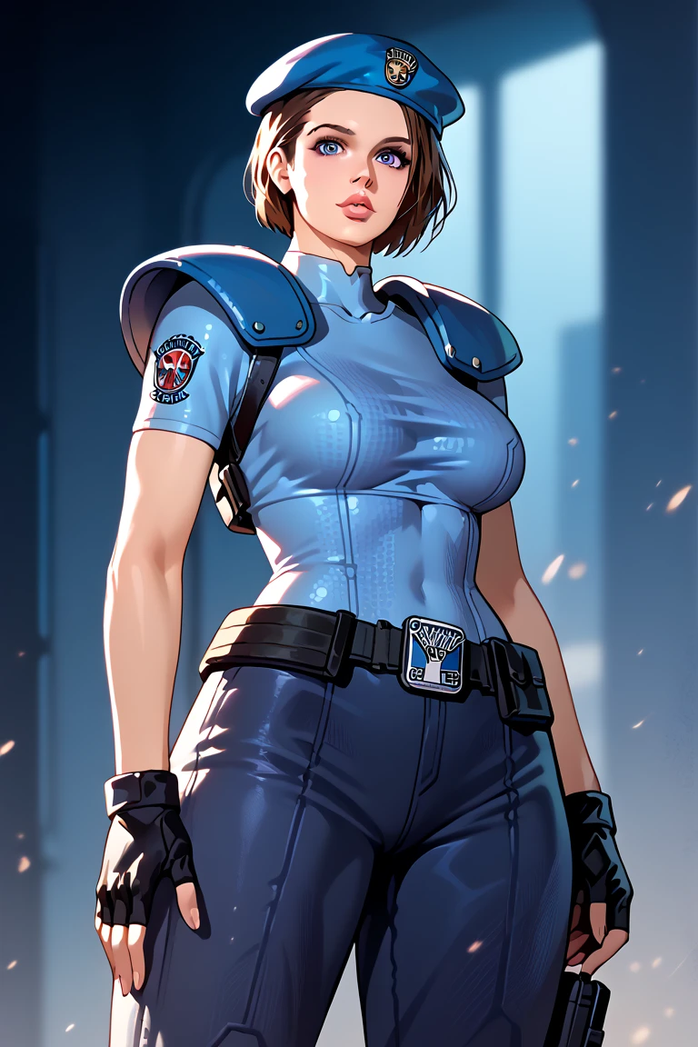 photo of mlp Meowko, RAW, beautiful woman, ((portrait)), ((detailed face:1.2)), ((anime face, anime facial feature, beautiful anime mouth, clear skin, clear skin), (short messy lesbian haircut, one shaved side, brunette: 1.55), (perfect proportioned body, Strong, muscular, narrow waist, narrow hips, skinny, large breasts), ((she wears a detailed tactical gear:1.1), (body armor:1.1), combat pants, gloves, (intricate Sci-Fi background:1.1), (realistic photo, best quality, detailed), (8k wallpaper), (cinematic lighting, beautiful light, (day:1.3)) (sharp focus, intricate)