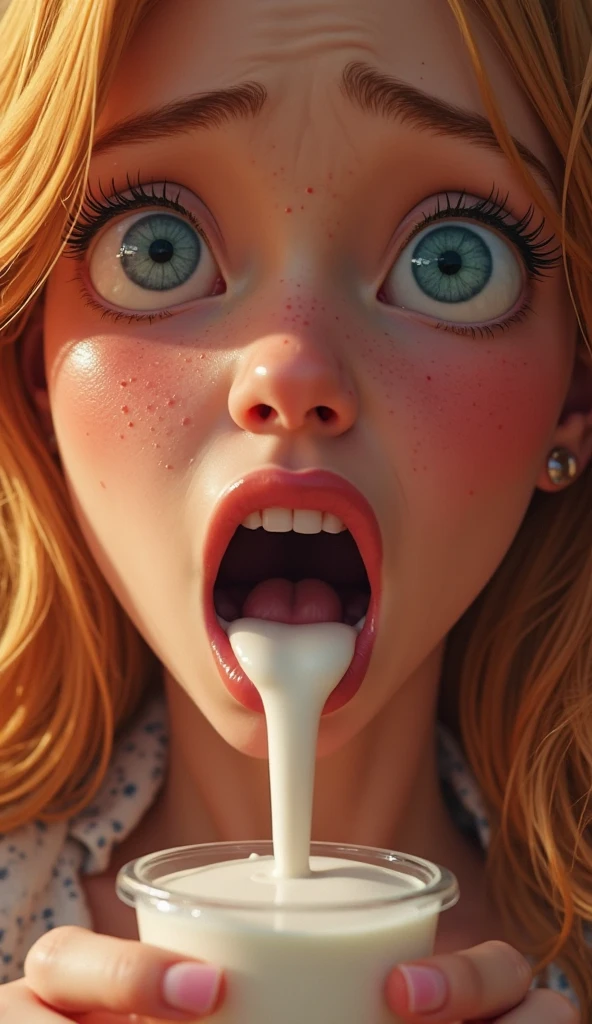 ((Masterpiece)), ((Best Quality)), illustartion art, a sexy busty bimbo, (redhead, bright ginger hair:1.4), ((very detailed face, realistic:1.4)), (big plump fake lips:1.2), (Huge Fake breasts:1.4, cleavage:1.4), 8K,16k, (Background, plain white background:1.5), (seductive smile, happy:1.3), (cum covered face, cum dripping off her face:1.2)