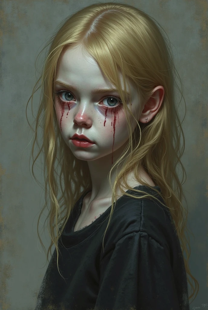 1girl, cute Nordic girl, nine y body, resting on knees, dog collar on neck, crying face, contoured chest, , matte black detail, K original photo, best quality, masterpiece, super high resolution, natural skin texture, realistic eye and face details, realistic, looking at the audience, abandoned basement, blood splatter, photos.