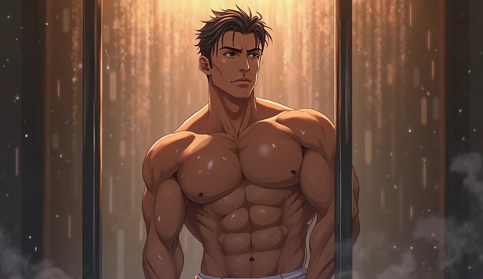 A boy with,the street lights,road,zona rural,the woods,white panties,Brown skin,Abs,the night