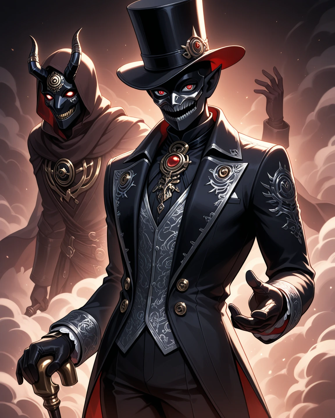 (((BARON SAMEDI))) best quality, ultra-high resolution, 4K detailed CG, master piece, Baron Samedi,man, African clothing, Voodoo mythology, African image, aesthetic, Centered screen