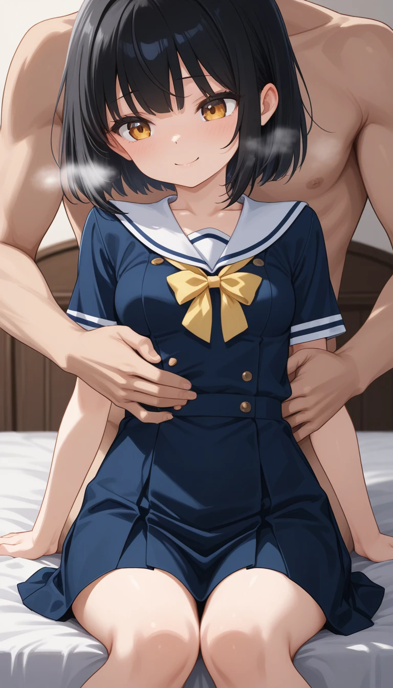 NSFW,(((1 girl,1 boy,sex ,vagina ))),full body ,Thigh Folkas,white lace panties ,(((something beautiful ))),{your chin_Kumiko_Sound euphonium:1.15}, Brown_hair, short_hair, Brown_eye, blush, serafuku, front hair, green_null, blurry, cloud, kitauji_expensive_School_uniform, crew_collar, School_uniform, white_shirt, Day, neckerchief, short_sleeve, green_crew_collar, blurry_background, pink_neckerchief ,(shape:0.8), (detailed and beautiful eyes:1.6), highly detailed face, perfect lighting, Detailed CG, (perfect hands, perfect anatomy),masterpiece,High resolution,anime key visual,detailed and beautiful eyes,highest quality,unity 8K wallpaper,super dense skin,white skin,highest quality, wallpaper,8K,Kyoto Animation,Ultra detailed eyes,growing eyes,detailed face,high detailed hair,highest quality,