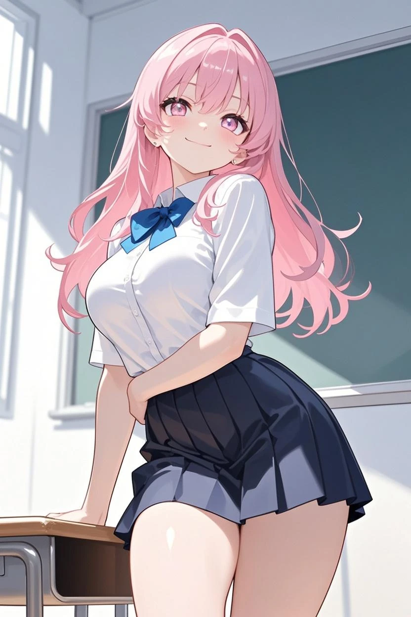1girl in、A smile、The shirt、blouse、skirt by the、(small tits)chilarism、sport、A pink-haired、Cat's ears、Squat board、revealing white panties。