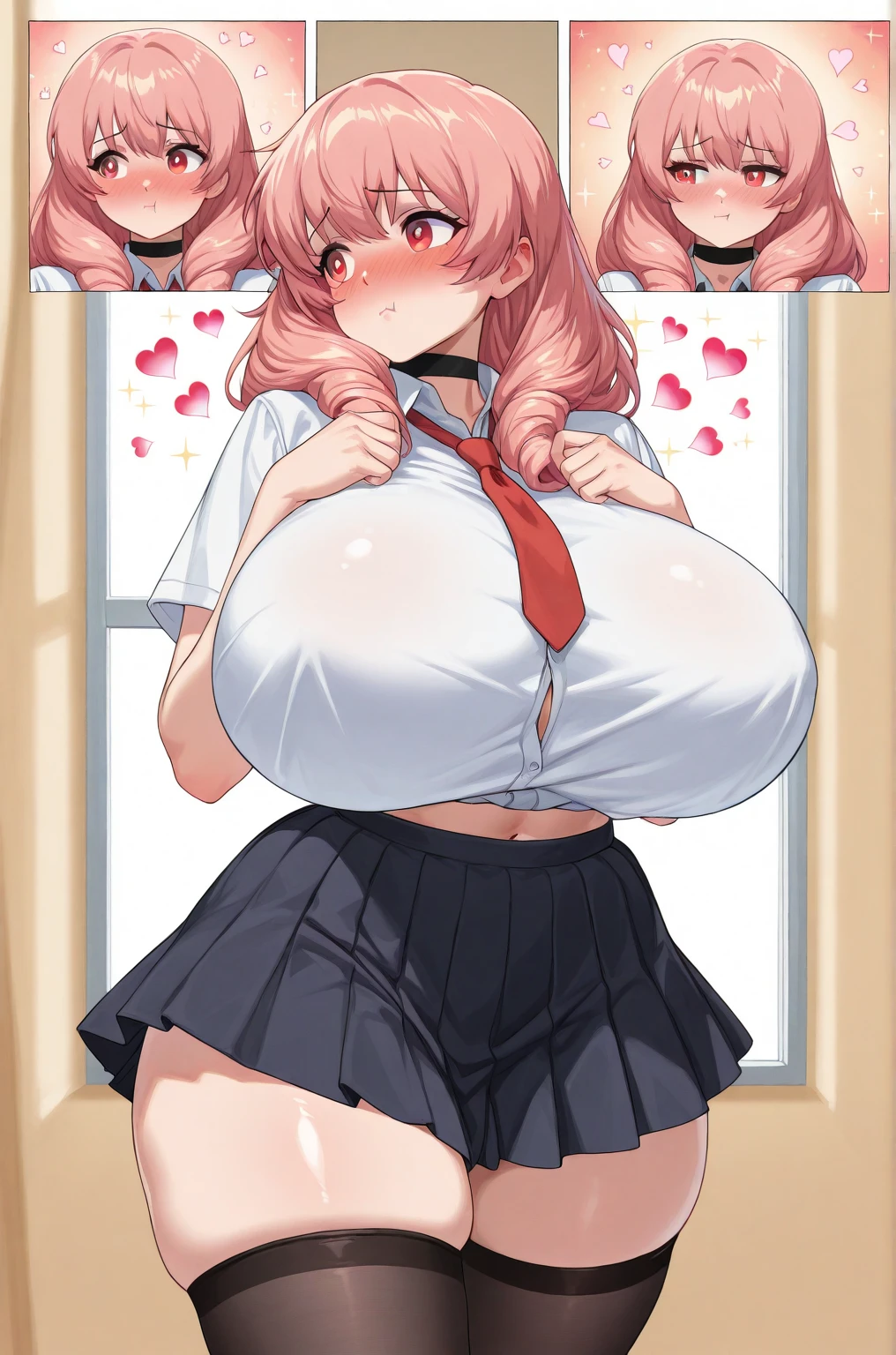 (Magazine Cover:1.8)、pretty girl, highest quality、超High resolution、High resolution、Highly detailed CG、8k unit wallpaper、、Beautiful details,Pink hair in a ponytail、(((short, Tight uniform)))、(((Super shiny panties)))、((( Super shiny skin ,Pleated skirt , Cleavage , )))、(Shiny body,:1.5)、 Embarrassing、(Ahegao:1.5)、(Sticking out tongue and drooling)、shy、((From belowの超クローズアップ:1.5))、From the back, From below, Thighs、Big Ass, (Stick your butt out), (Full opening), (((Spread your anus with your fingers and show the inside)))、Bent over, On all fours,