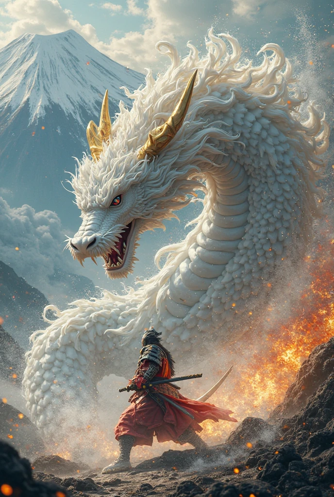 There was a man standing in front of a huge white dragon, author:Yang J, A beautiful artistic illustration, Chinese dragon concept art, Yunlong, Concept Art Illustration, Dragon Soul Man, dragon藝術, Dragon God, Dragon in the background, oil painting of dragon, Legendary Dragon, dragon, 4k highly detailed digital art