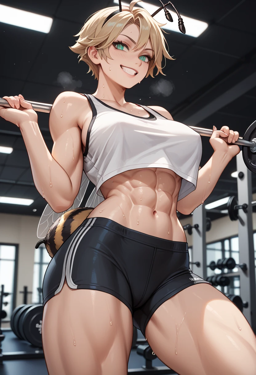 (1 girl), Alone, (Rubi Hoshino), (((Very sexy black bikini))), {{{standing}}}, wearing black high heel shoes, Toned thighs, muscular belly, slim body, slim arms , wide hips, thin waist, big butt, medium breasts, at school in the classroom, (((in a bad mood))), (pink blonde hair), white star-shaped pupils in the left eye, eye reflection, eyes bright, anime, anime style, cinematic lighting, ray tracing, panorama, Sony FE, hard drive, master piece, accurate, anatomically correct, Super Detail, high quality, ultra-high resolution, hard drive, 16k