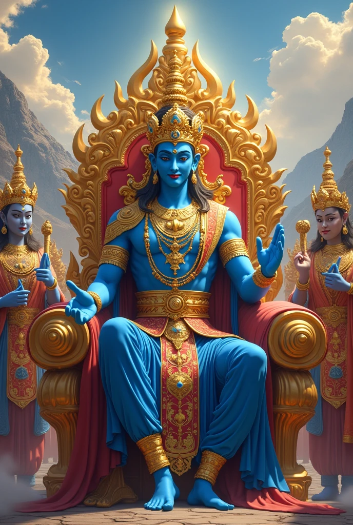 Lord Vishnu sleeping middle of the celestials