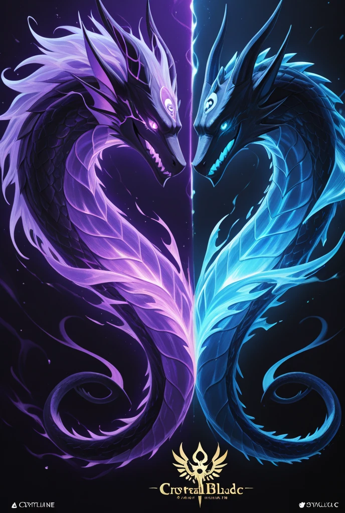 yin yang dueling dragons, digital painting, digital illustration, extreme detail, digital art, 4k, ultra hd, vector art