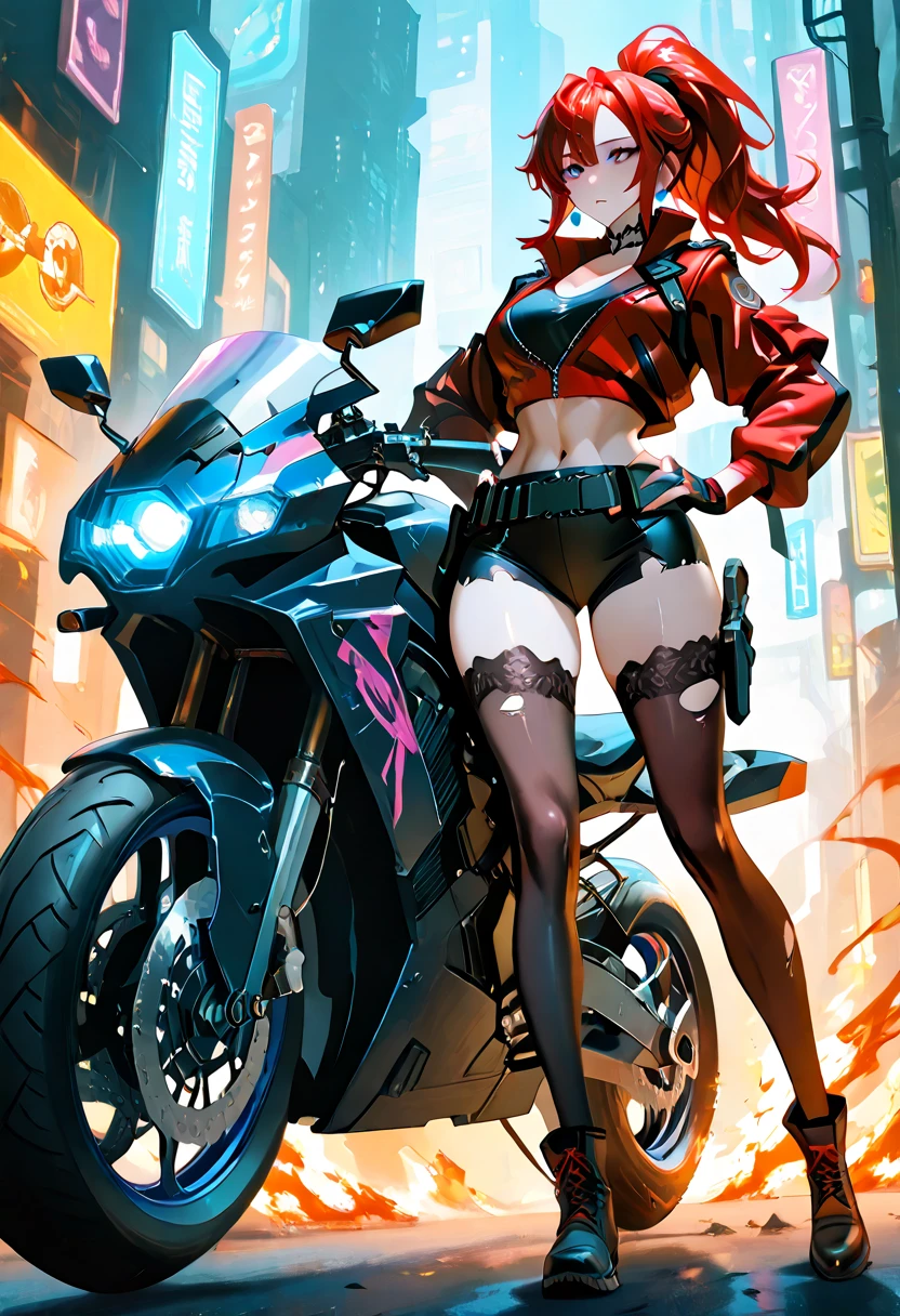 yhmotorbike (1 screen,Full body image), (((Dynamic Angle))), resolution,high resolution,8K,Highest quality,masterpiece, (pefect anatomy), (Perfect five-finger ratio), (Symmetrical face), (One young beautiful woman), (((Dark brown short hair,Forehead:1.5))), (((She drives a large black motorcycle, the KAWASAKI-Z1000R.:1.8))), ((This is Manhattan Boulevard, New York City, USA,Times square)), ((Expressing a sense of speed:1.8)), ((Speed)), ((Speed)), ((dark red eyewear,Squaretype:1.5)), ((Dark red high leg bikini:1.5)), (Rider&#39;s Helmet:1.5), (Rider&#39;s Gloves:1.5), (Black rider boots:1.5), ((Hold the left and right handles:1.5)), (((Racer&#39;s riding pose:1.5))), (((Wind, Fluttering Hair))), ((Beautiful large, round and firm breasts:1.1)), (Beautiful cleavage), (Beautiful and flat abdomen), (Beautiful belly button), (Beautiful toned waist), (Beautiful tight big ass), (Beautiful slim thighs), (Draw the left and right rearview mirrors:1.3)、Headlights shine, White smoke comes from the tires