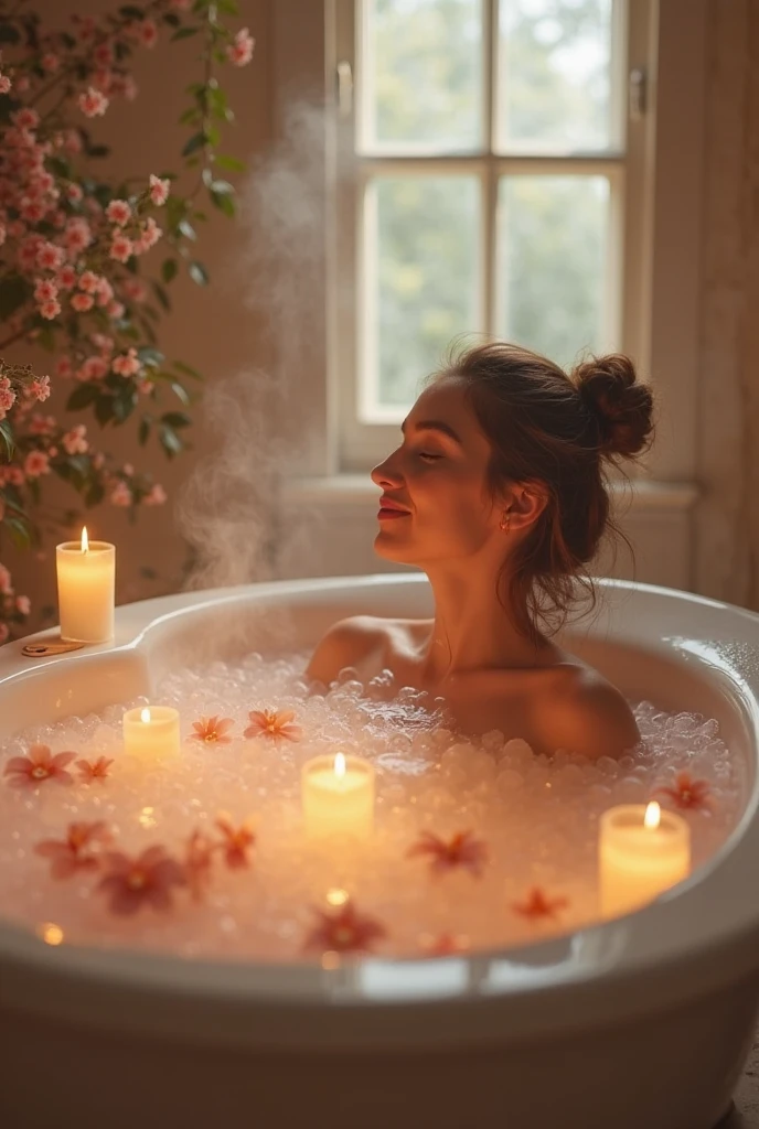 A Brazilian woman taking a bath
