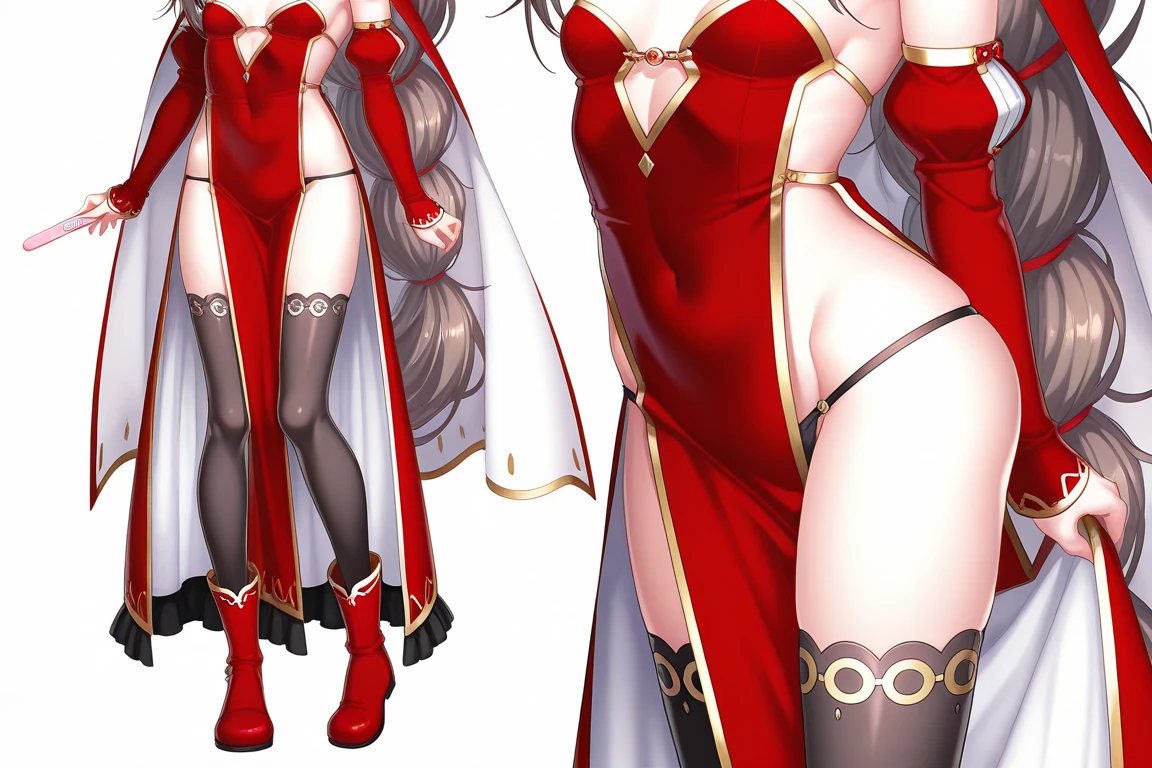 Anime - Beautiful fox demon woman,,A cheongsam that vaguely covers the upper chest,The lower part of the chest is exposed,Black silk all over, , SFW version, full-body xianxia, , ahri, Fox ears,Foxtail,Donghuang, pixiv 3dcg, Kitsune, official character art, commission for high resolution,, full body commission for,White color hair,White fox ears,White fox tail,The left eye is golden, The right eye is red,huge tit,extreme hight detail,Face details,maternal