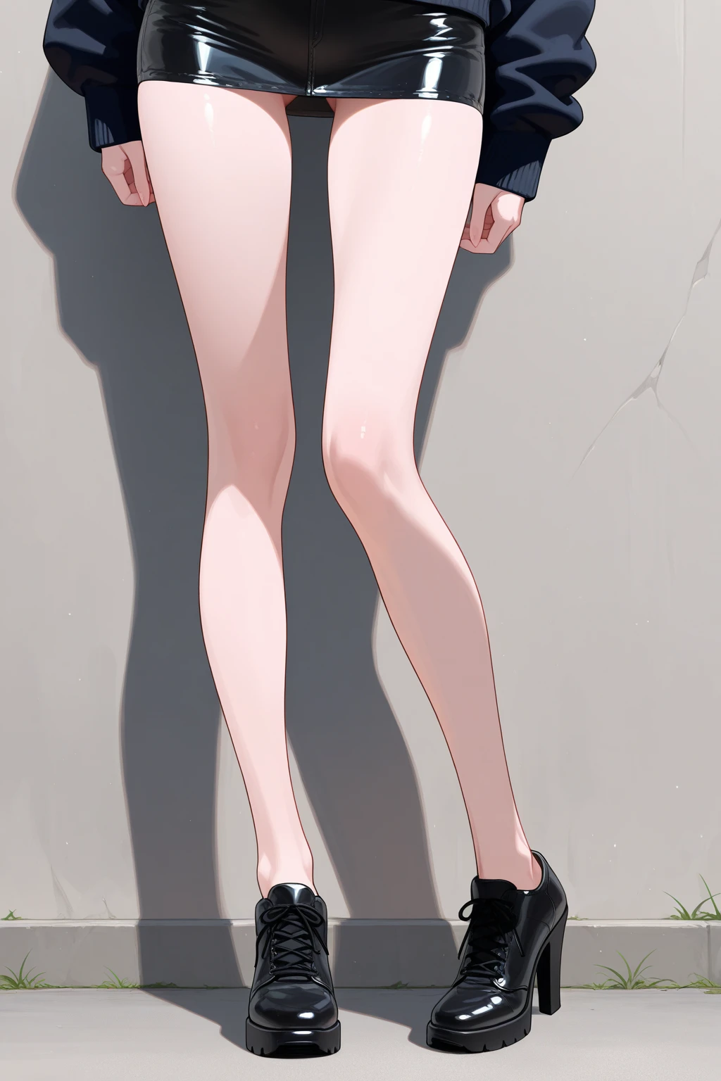 Very very thin anorexia long elongated body. very thin, and unreal long skinny legs in pantyhose heel platform. very beautiful cute face,nude