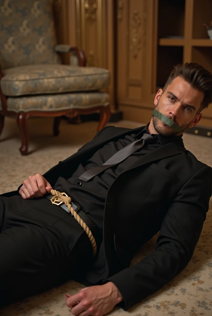 Christian grey bound and gagged on a bed