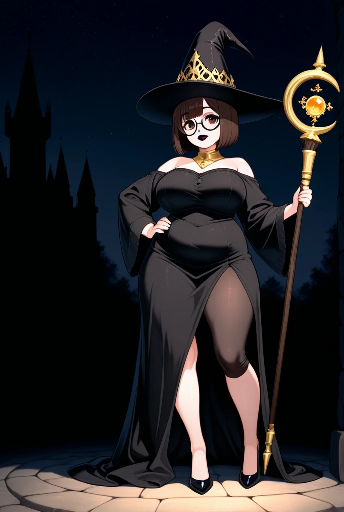 (Velma, lingerie), full body, in a spooky haunted house