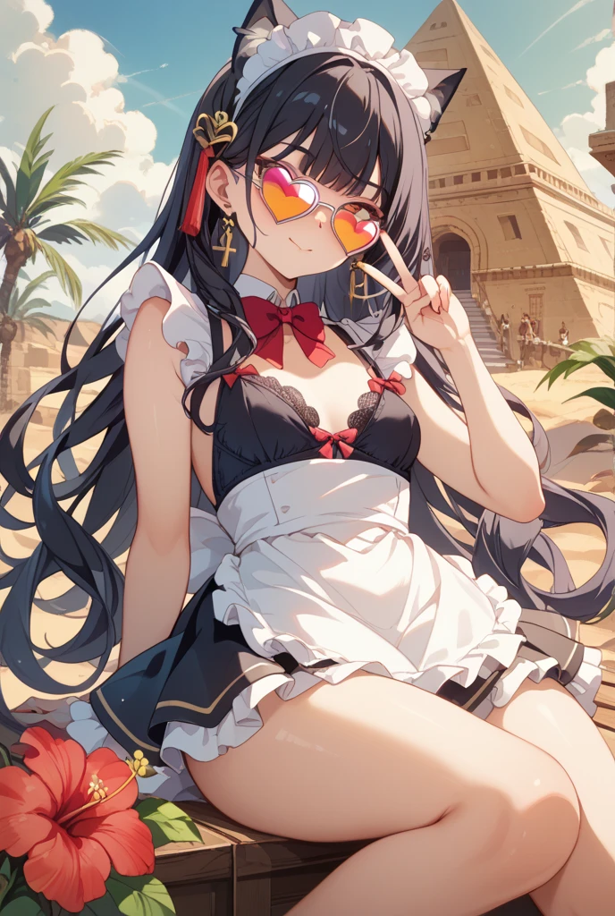 black hair,red eyes,(((bikini))),long hair,phone in hand,hat
