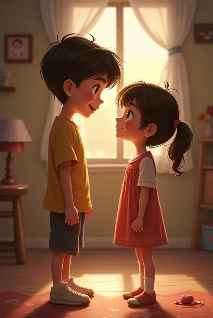 A small boy smell ing a big girls armpit