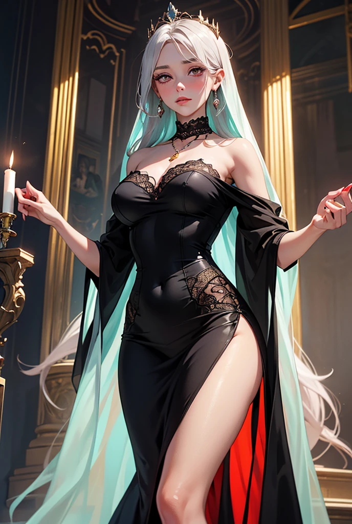 by Wlop,(Masterpiece),(Highest quality:1.4), (Highest Detailed:1.3), (8k very detailed CG unit wallpaper), anime girl in short shorts and jacket standing next to giant robot, artwork in the style of guweiz, cyberpunk anime girl mech, trending on cgstation, guweiz, by Russell Dongjun Lu, digital cyberpunk anime art, ross tran 8 k, guweiz on artstation pixiv, girl in mecha cyber armor (1 girl, Gray hair, extremely long hair, low twin braids, green eyes, , Determined) (Digital) (Details in the fitting room, (evening dress, plunging neckline)) , best quality, stlouis, corps entier, white hair random face, yeux bleus, Dark Purple Gossamer Cape, Dark purple Gossamer dress, lace underwear, collier, collier, earrings, , Gossamer Gloves Dark Purple, bas, bijoux, joaillerie, Head Ornament, ornement des mains, Ornement de jambes, bracelet, bracelet de cheville, talons hauts, huge breasts, gros seins, gros seins, Burst breasts, gros seins, seins pleins, breasts exposed, narrow waist,, gros cul, ventre nu, nombril nu, Cul nu, gros cul, ventre nu, ventre nu, sexy, sueur, peau brillante, perfect female body, (Rendered in ultra-high definition, (UHD) resolution 8K:1.4), perfect beautiful body, nfsw