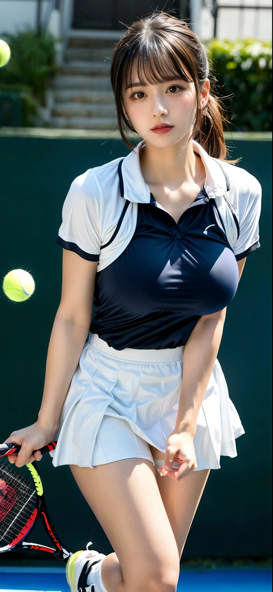 (wearing tennis outfit_Navel Ejection:1.0),1 Japan Woman, A MILF, 45 yers old,Wrinkles at the corners of the eyes,Glamour、 ((OL_:1.0)),((lare breasts:0.8)),((standing nipple:1.2)),((areolae slip:1.2)),A little ugly face,Beautie,Seductive smile、naughty expression、Heavy breathing,Full body shot, masutepiece, Best Quality, (Photorealistic:1.4), a photography of a beautiful woman, 3 point perspective, Smiling, Perfect face, Detailed face,(Outdoor photography_Tennis Field:1.2),(lora:Wet T-Shirt :1.0)、(Wet and see-through:1.0),wetted skin、Wet whole body,lora:Rain_enhance-LECO:0.6)