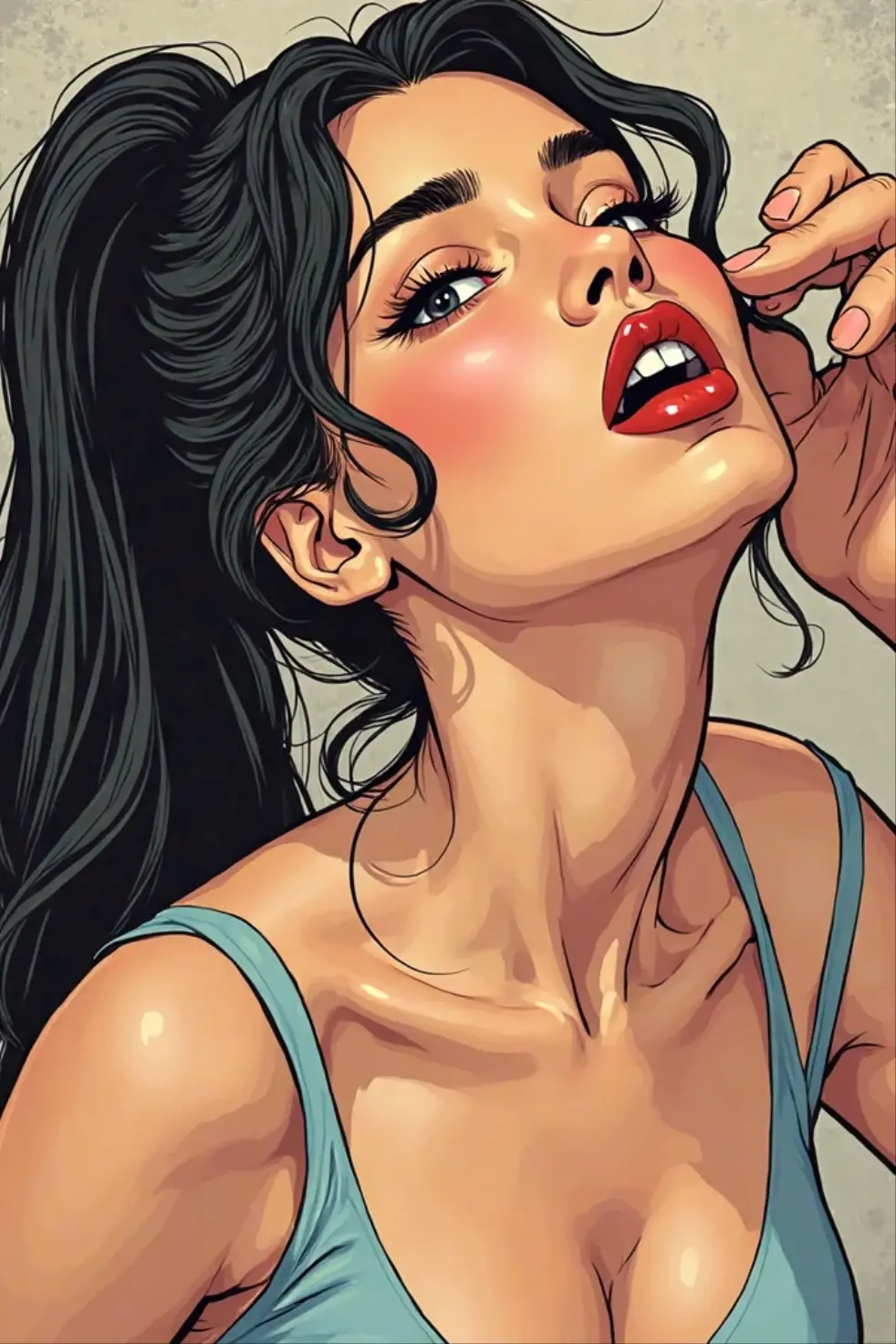 a close-up of a woman holding a toothbrush in her hand, alena aenami and artegerm, Lois van Baarle e Rossdraws, lois van rossdraws, artegerm and rossdraws, Ross Draws 1. 0, style artegerm, neoartcore e charlie bowater, artegerm. alto detalhe com muito sangue e uma namorada 