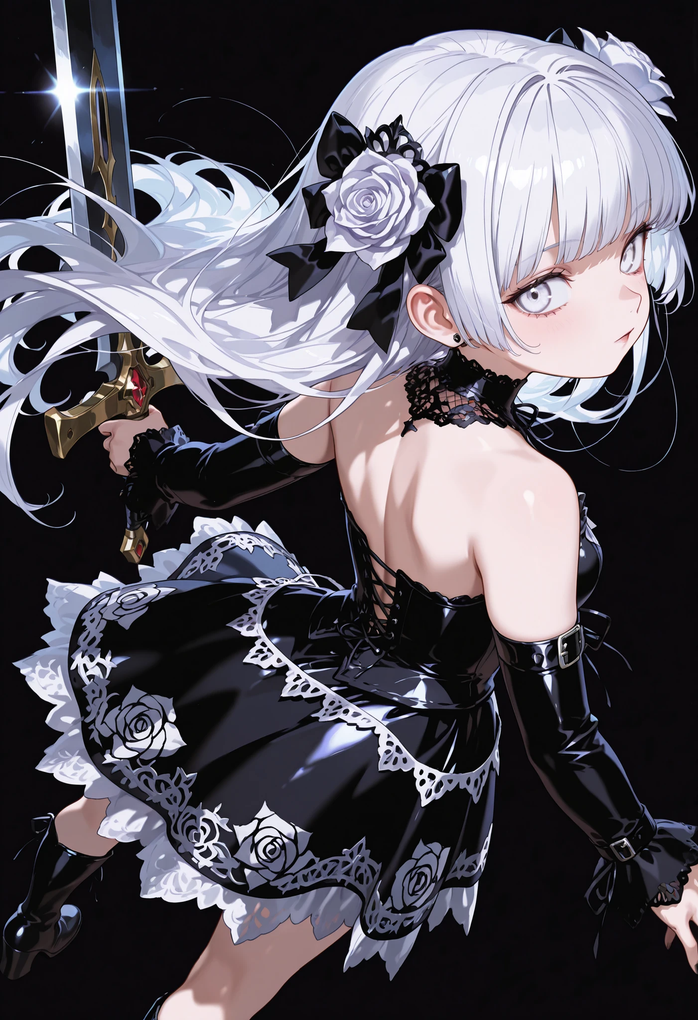 (Masterpiece: 1.4, Best Quality: 1.4), Illustration, (Solo: 1.2), (Original), (Very Detailed Wallpaper), (Ultra Detail: 1.4), (Super Intricate Detail), (Magazine Cover Style Illustration, A Girl in a Black and White Gothic Loli Costume), confidently placed on a desk, slim figure, small waist. She is smiling, wears sunglasses, and exudes a pure and flawless aura. The themed outfits feature gothic prints and other dark black elements that complement her unique style. The text on the cover should be bold and eye-catching, with the title of the magazine and a striking headline. The overall style should be modern and offbeat, with an emphasis on the atmosphere of Children's Day joy and dark humor.