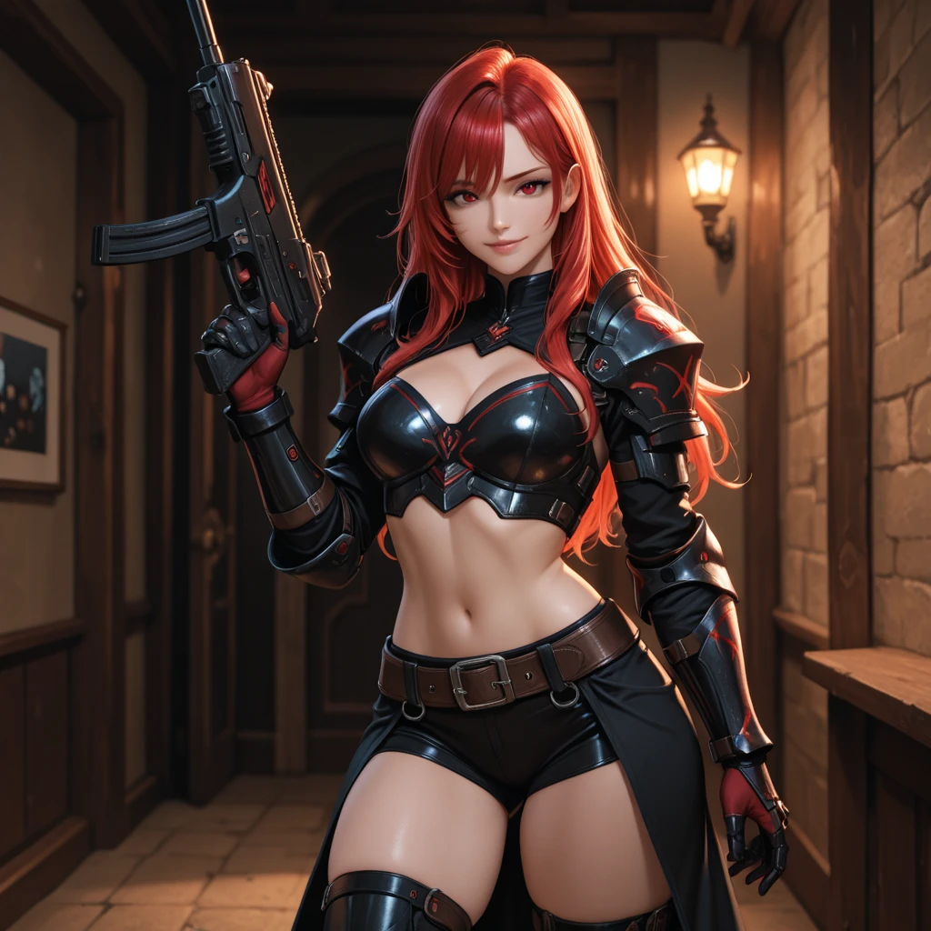 Anime character with red hair and a sword in his hand, Production Designer: Guilty Gear, Guilty Gear aims for a screensaver, detailed digital anime art, detailed anime character art, stunning character art, Yang J, 2. 5 d cgi anime fantasy artwork, epic exquisite character art, fanart best artstation, Guilty Gear Art Style, trending on artstation pixiv