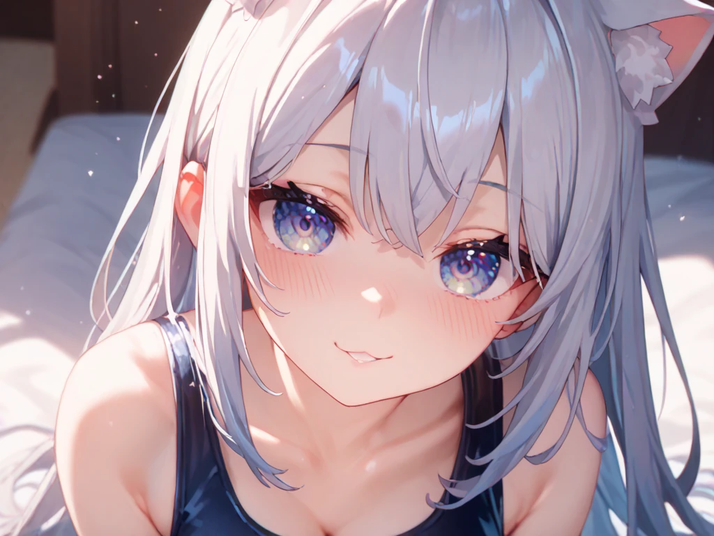 (((((ultra-detailed, disheveled hair, beautiful detailed eyes, beautiful, amazing, detailed eyes, detailed glans, detailed small penis, perfect hands, masterpiece, best quality))))), (first_person_view), solo_focus, shiny skin, ((pov, Angle from above)), break,
(((1cutemales))), solo, hetero, (((short stature))), Thick thighs, ((medium layered ponytail hair, blue eyes)), orgasm, loves smile, Estrus face, (sweaty), break, (((clothed, wear clothes, clothing, White tank top, short pants))), (bulge), ((puffy nipple bulge, small cute testicles bulge, femboy bulge)), (Body line is emphasized), break, (location, indoor, private training room, training in progress),