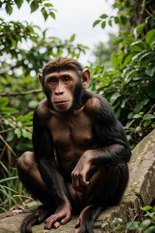 Chimpanzee, com estilo brasileiro, Juliete na cara , bolando algo pra fumar