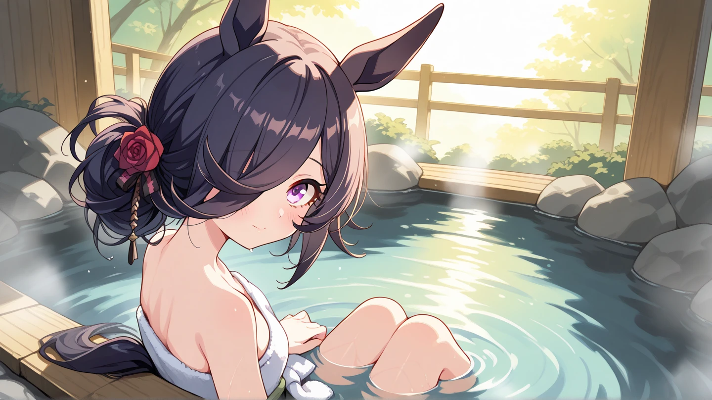Rabbit-eared girl Take a dip in a hot spring hot spring towel