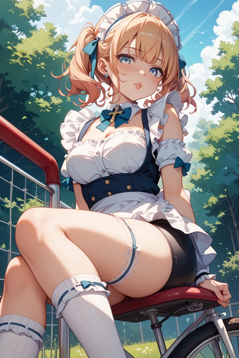 skirt lift、skirt lift、show off panties、Random hair color、8K, highest quality, masterpiece, Ultra-detailed、Young face、17 years old、full lips、Blushing、lipstick、Big Breasts、Perfect hands、Detailed hand、side braid,Random Panties、Showing panties、Blushing、Feeling embarrassed、riverside、clear water、bridge、sundress