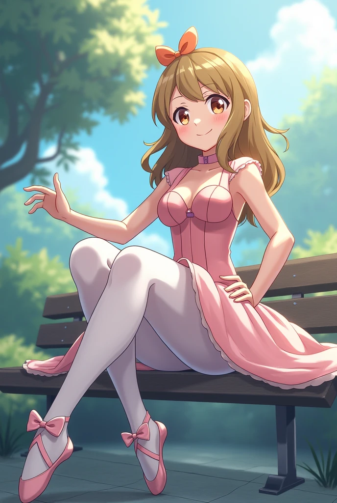 (masterpiece:1.2, best quality), 1girls, solo , young teen 13yo, slim, short transparent summer dress, upskirt, (no panties), (no bra), long hair, smile, fun, laugh, play, (sitting on bench), (spread legs), (hands fingering), railway in background, summer, vibrant colors, bright, watercolor