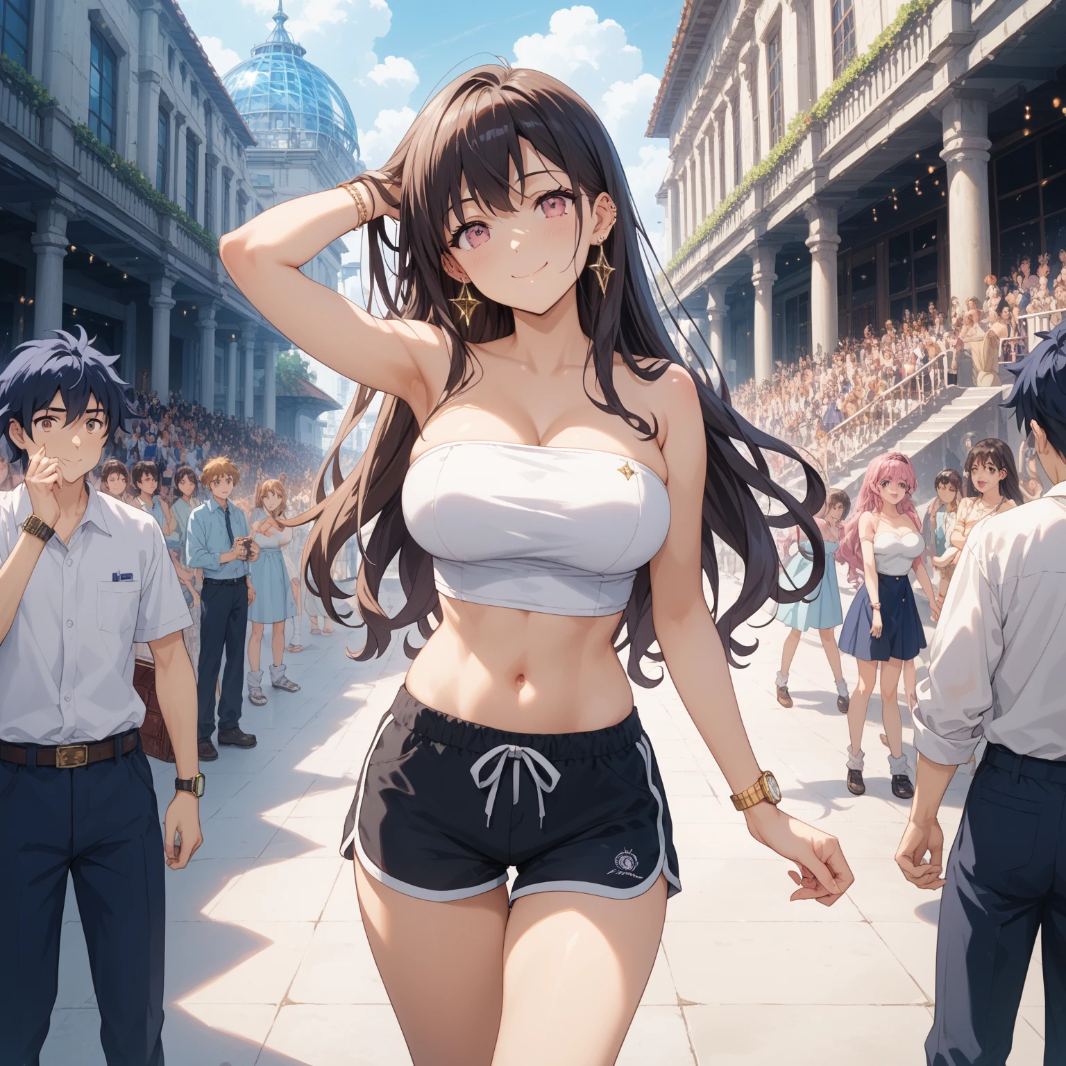 best quality,,smile,blazer,swimsuit,School,group of,Blue Track Jacket,Physical education class,JK,Sexy and cute,future,Wearing a fastener bra,zipper bra,Long Hair,She has her bangs down,evolution系ファッション,Cuteness at its finest,Sparkling,Leather shorts,赤いLeather shorts,beautiful,middle School girlultiple girls are depicted,harem,idol group,infinite possibilities,Hair tucked behind ear,futureの服装,evolution,starry sky background,photo shoot,long hair,wearing a cardigan,beautiful girlの国,girl's paradise,highest quality,big breasts,leather jacket,happy girl,horny girl,Blue eyes,perfect face,standing position,She has her bangs down,fur jacket,Beautiful eyes,smooth hair,perfect eyes,beautiful girl,Angel Girl,multicolored hair colors,naughty girl,beautiful,High-dimensional beautiful girl,Multidimensional beautiful girl,gathering,Group、,