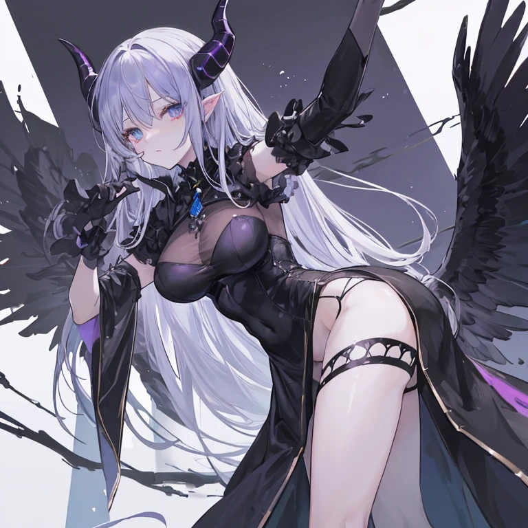(masterpiece:1.2), (highest quality:1.2), 1girl, solo, cow-girl, breasts, animal-ears, cow-ears, tail, horns, cow-tail, animal-print, cow-horns, thighhighs, huge-breasts, cow-print, armor, gloves, piercing, very-long-hair, full-body, simple-background, looking-at-viewer, white-hair, smile, gigantic-breasts, blue-eyes, bell, bangs, white-thighhighs, revealing-clothes, neck-bell, monster-girl, cowbell gradient-hair, closed-mouth, thigh, nipple-ring, between-breasts
