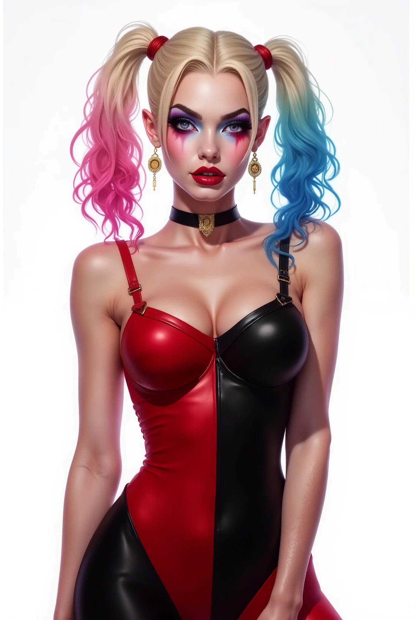 highest quality Harley Quinn from Suicide Squad, punk aesthetic, ultra sharp, smooth, sharp focus, highly detailed, poster art, by Geoff Johns and Frank Miller, artstation hq, behance hd, artforum, Gotham Sirens, collectible, The Comics Journal, DC Comics, cinematic, limited edition, on display