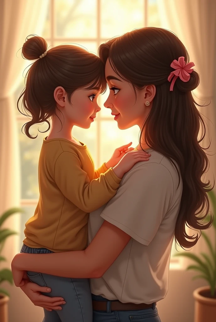 Mom and daughter illustration