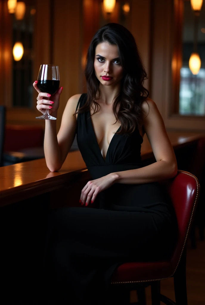 **High contrast, black and white artistic photography showing a close-up of a wine glass held by a hand. The image is set against a dark background, with the contours of a human body, possibly a woman's, creating a silhouette. The soft curves of the body are accentuated by the lighting, which highlights the glass and the hand holding it. The wine glass is clear and the liquid inside appears dark, possibly red wine. The overall composition is elegant and minimalist, focusing on the play of light and shadow to create a striking visual effect**