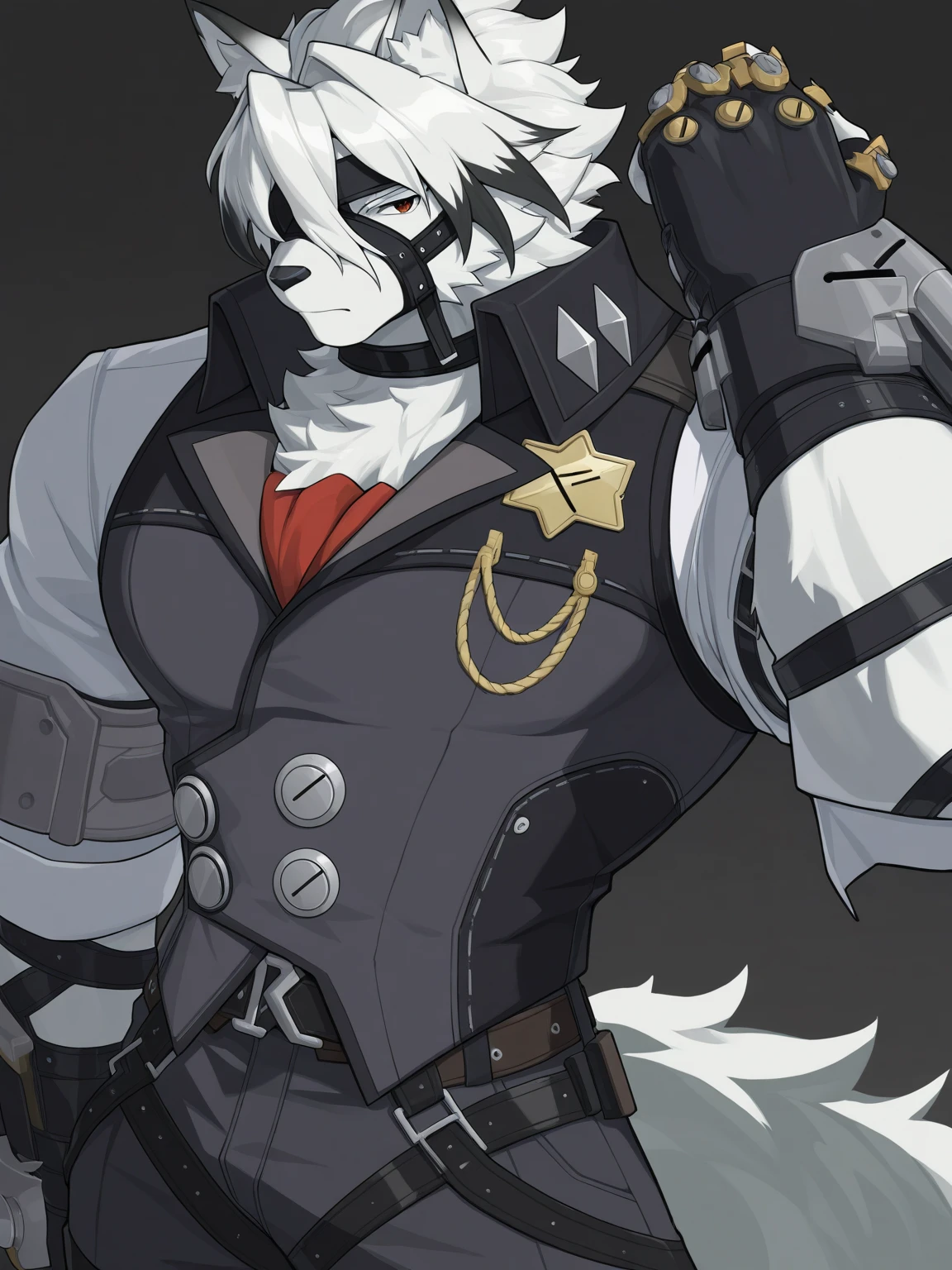 Wolf，Pure white fur，belt