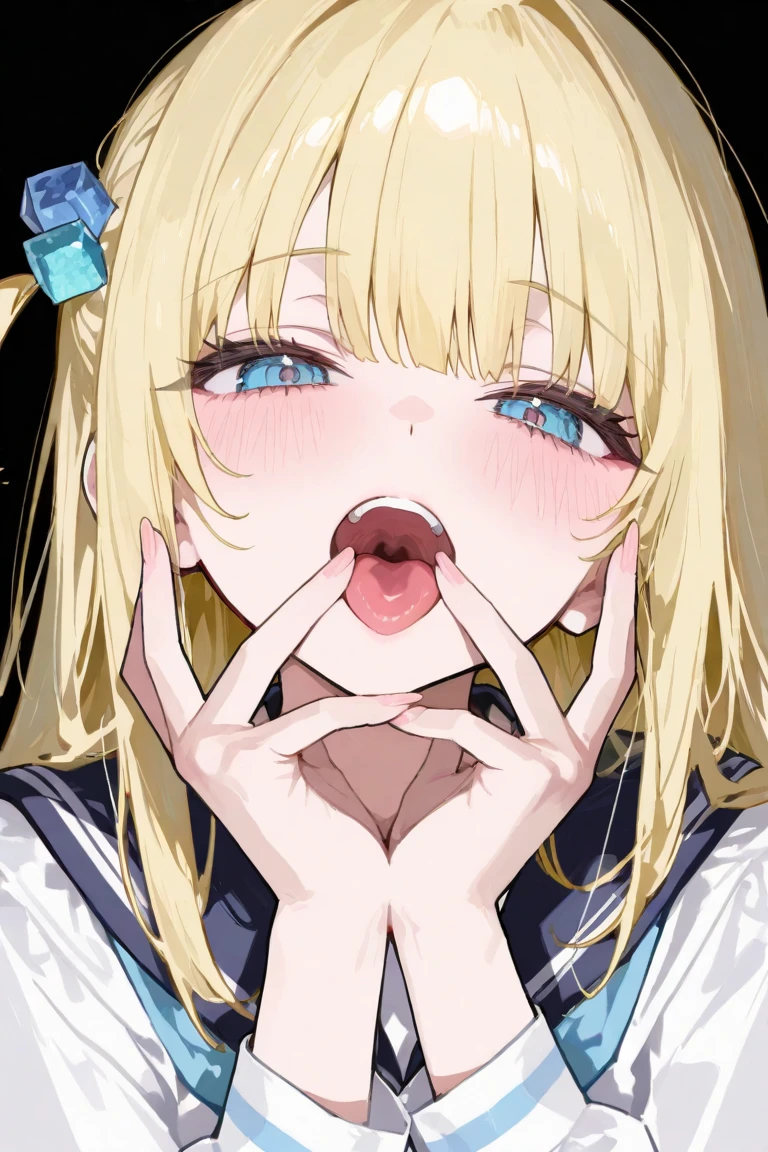 nsfw,(Petite),(Crossdresser),((Penis in crotch)),Pinching the penis with the chest,blonde low twintails,lips,Sweat,White Breath,(((ejaculation))),Ecstasy face,Naughty sound effects,2 frames