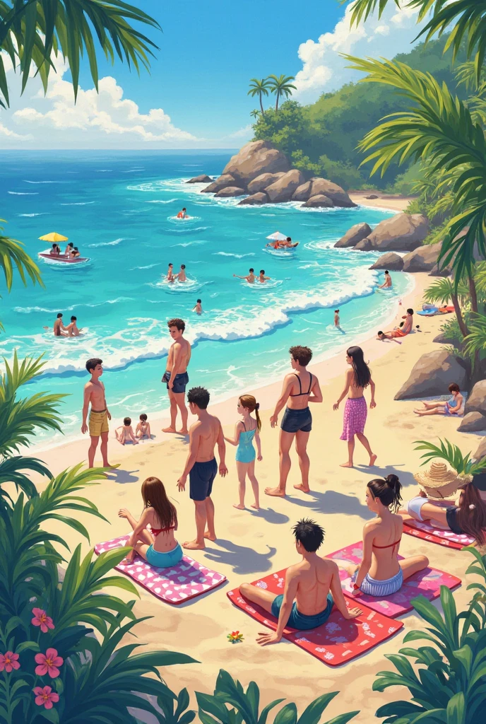 

Title: "An Unforgettable Summer Day"

It was a radiant summer day on the French Riviera., with the sun shining brightly and the calm, blue sea stretching to the horizon. Kylian Mbappé decided to take advantage of a rare day off from his responsibilities with PSG and the French national team to relax on the beach.

Upon arrival at the location, Kylian was welcomed by a lively group of friends: Camille, sophie e Léa, three blondes who, although they were long-time friends, were taking a break from their busy lives to enjoy the summer. Camille was a passionate artist, sophie uma entusiasta de esportes e Léa uma especialista em moda.

With big smiles and lots of energy, the four people gathered in a corner of the beach, laying out towels and preparing a picnic filled with fresh fruit, artisanal cheeses and breads. Camille brought a small box of paints and brushes, planning to capture the beauty of the beach in a plein air painting. sophie, like always, I had a volleyball ready for a friendly game.

Kylian, although a little shy initially, soon felt at ease. With your contagious energy, he quickly got into the mood, ajudando Camille a preparar seu espaço de pintura e se juntando a sophie e Léa para um animado jogo de vôlei. The laughter and jokes were constant, and the friendly competition kept everyone excited.

After a fun afternoon of sports and creativity, the group decided to cool off in the sea. Kylian showed off his swimming skills, swimming with an impressive grace that left Camille and Léa amazed. sophie, always a big sports fan, made a point of challenging Kylian to a race in the water, which ended in laughter and improvised dives.

As the sun began to set, the group gathered around a campfire, where they roasted marshmallows and told funny stories about their lives and experiences. the conversation flowed naturally, and everyone agreed that it was a perfect day of relaxation and friendship.