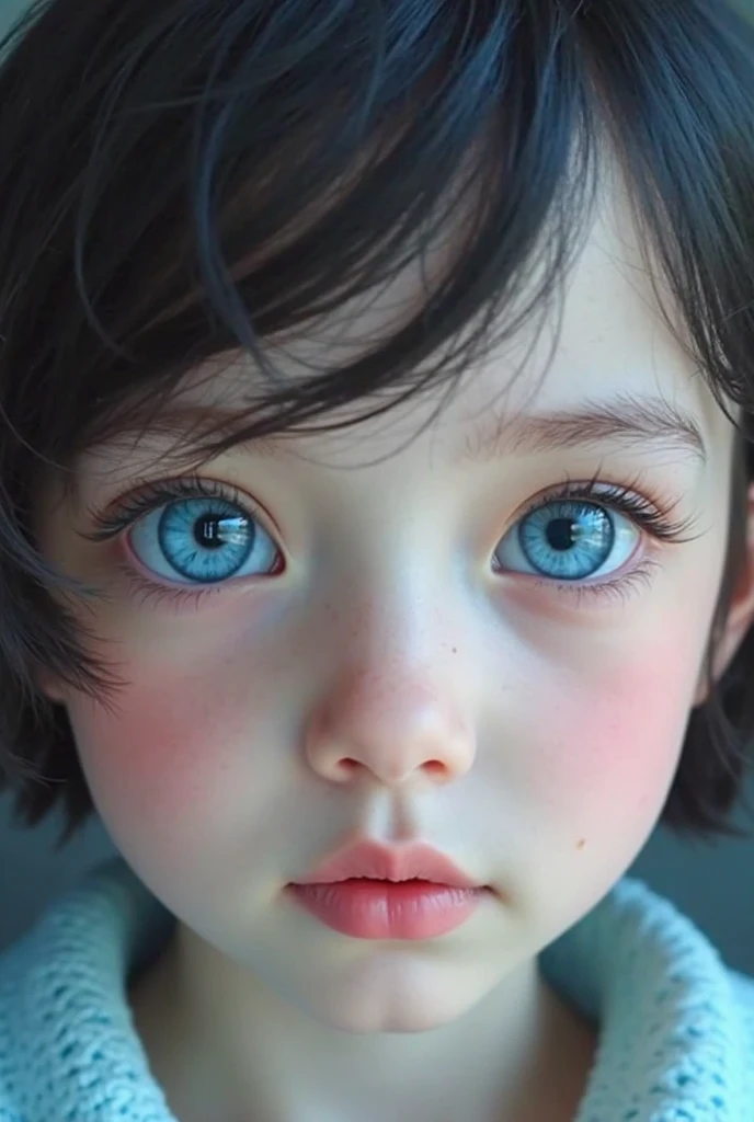 A closeup of a mENINA CHILD with a hood in the rain, raindrops on the face, detailed face without blur, impossibly beautiful portrait, raining portrait, ultra beautiful face, watery blue eyes, extremely realistic photo, beautiful and realistic faces, detailed perfect face, by Irakli Nadar, with freckles, blue eyes on the face, highly realistic photo