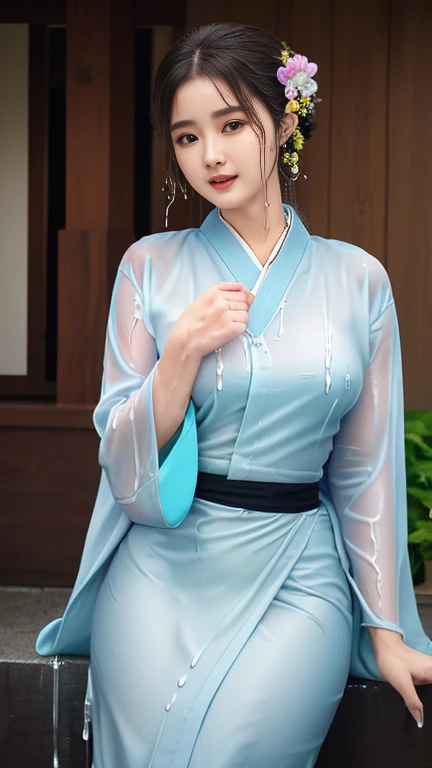 (masutepiece:1.0), (Best Quality:1.4), (A high resolution:1.2), (Photorealistic:1.4), (8K, Raw photo:1.2), (Soft Focus:1.4),There are women wearing a latex FURISODE who is sitting on bench and taking pictures............................................................., full body Esbian, She is wearing a colorful latex FURISODE, She is wearing a slime FURISODE, Slime skin,FURISODE transparent, smooth tight FURISODE,open,latex kimono,, translucent skin,Latex, Translucent body, (Translucent japanese shrine maiden:1.2),latex shiny,(latex gloves:1.2), The perfect FURISODE ,bob hair,glossy shiny reflective,natural make up,goddess of Japan, Glossy skin,gorgeous  japanese model,Tecateca,shiny,Slimy,(Glossy boots:1.2),In the crowded garden,Smile ,close up