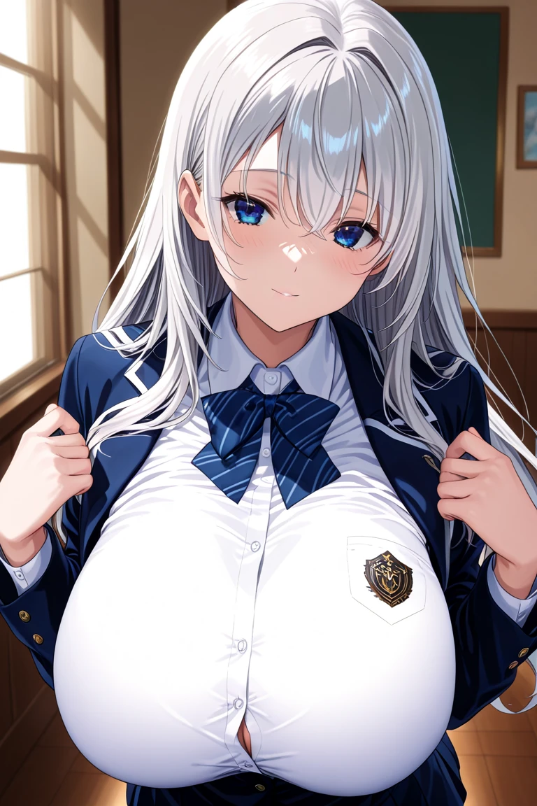 NSFW,Tomotake Yoshino,Long Hair、Gray Hair、High Ponytail、Hair Intake、hair ornaments、Parted bangs、blue eyes,Embarrassed,blush,(I feel pleasure:1.3),(Aroused expression:1.3),(Perfect hands),(Perfect Anatomy),(masterpiece),(highest quality),Shopping mall