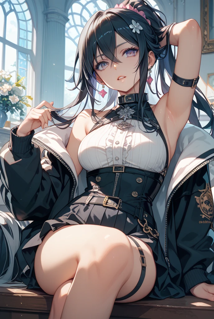 プロンプトscore_9、score_8_up、score_8、evaluation_Explicit、Woman in bedroom at night、(Huge Breasts: 1.2)、Perfect breasts、Heart-shaped pupils、sexy、Solo Focus、Erect cock、Huge penis、White penis、penis with veins、Trembling penis、Jerking cock、Cock Ring、Excited face、Huge penisをほほ笑む女の子、semen、Drooling、Sticking out tongue、Wet breasts、Wet penis、Licking the sides of the penis、POV、Grab your penis、hand on penis、Licking the penis、Thick penis、Huge penis、Thick tights、Cum in mouth、Titty fuck、between breastsペニス、between breasts、Ishtar、Long Hair、Black Hair、ribbon、ヘアribbon、ツーサイドup、Red Eye、Parting the bangs、crown、Knee socks、belly button、gem、Earrings、Single Thigh High、Armlet、Asymmetrical Legwear、anklet、Uneven leg wear、Neck Ring、One Elbow Glove、Asymmetrical sleeves、Asymmetrical sleeves、