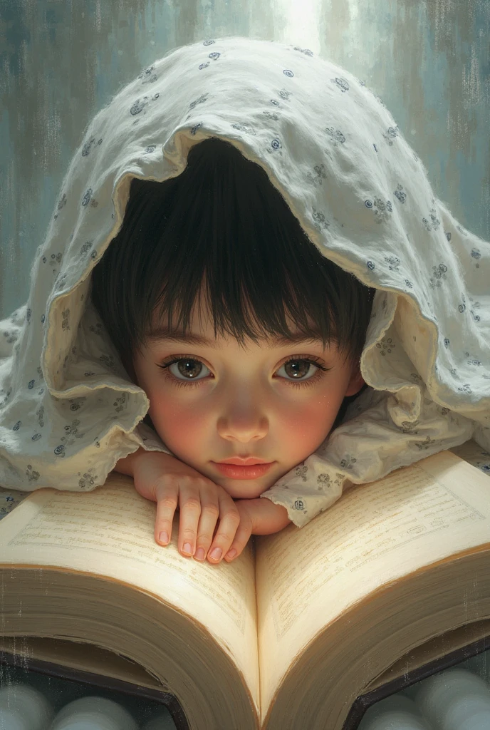 A child crying while thinking about a notebook
