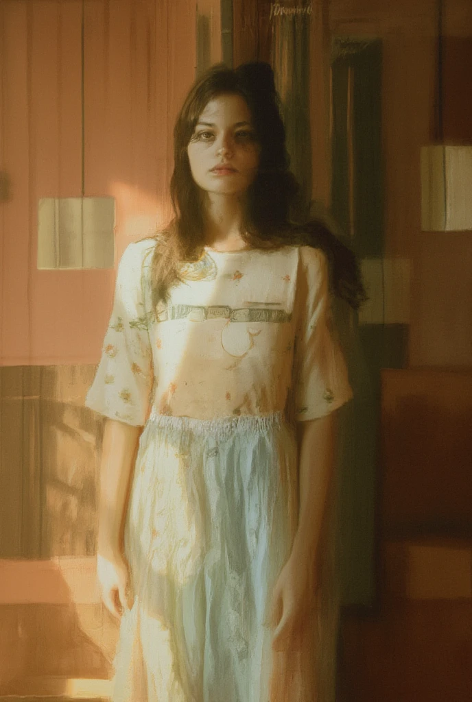 (melhor qualidade, ultra detalhado, golden ratio, obra de arte:1.2), theatrical lighting:0.7, foto de uma mulher, vestida com um vestido muito elegante e bonito, Rosto raro perfeito, (pele altamente detalhada), cabelo tingido aleatoriamente, Hide your mouth with your hands、Ridiculous, textura da pele, pale skin, pele brilhante, (afinar, tamanho grande:1.2), [:(Sharp focus on rare face, olhos perfeitos:1.2):0.2], fotorrealista, Film grain, Put one foot forward、de baixo olhando para cima、Look to the camera、Enfatize os ombros, foco no rosto、meias、Copos、Sorria com os cantos da boca levantados、disdainful expression, summer fog, cores suaves, cores quentes silenciadas, Photo cinematographic portrait of a woman dressed in a striped dress sitting by the window in the early morning, cinematographic, (Inclinado:1.3) (em um trem velho) appear cautious, parado sob um holofote, volumetric dust clouds, luz principal, luz de fundo, soft natural lighting, photography Film grain ISO 400 lens 30 mm RAW f1.8 abertura, altamente detalhado (analog photography:1), Cores HDR