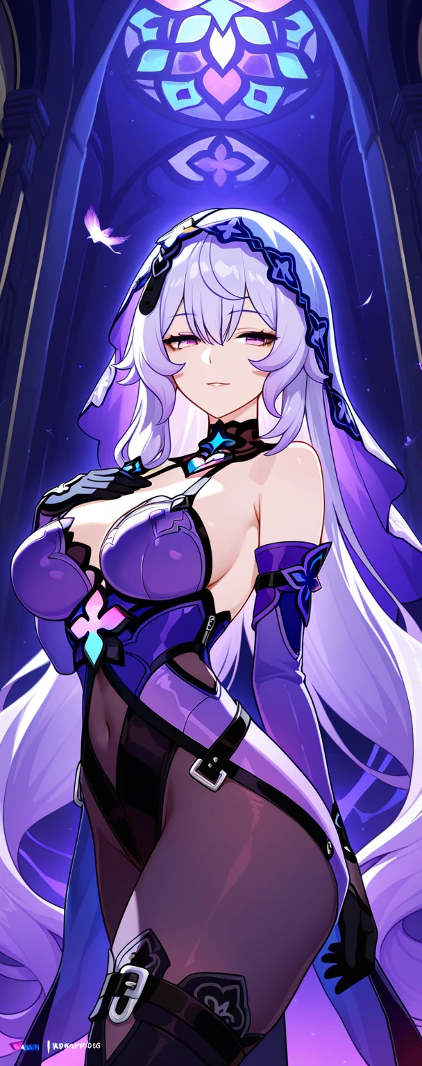(top-quality)、(masterpiece)、(ultra-detailliert)、Official art、Beauty alone、20yr old、dominatrix
、(FULL BODYSHOT)、(silber hair:1.3)、(Super long hair)、shinny hair、Smirk、(A detailed face:1.3)、(purple glowing eyes:1.3)、A detailed eye、(Ahoge:1.5)、Large breasts、cleavage、(Red Queen Dress:1.3)、halterneck、Sleeveless、Multi-layer skirt、Floor length、Purple ruffles、gold patterns、(Leg straps:1.2)、Bracelet、(Long black boots:1.2)、Deities々Right、Standing、Lustrous skin、purple lights、whitegloves、a throne、high-heels、Dark atmosphere、(magical effect:1.3)、slit