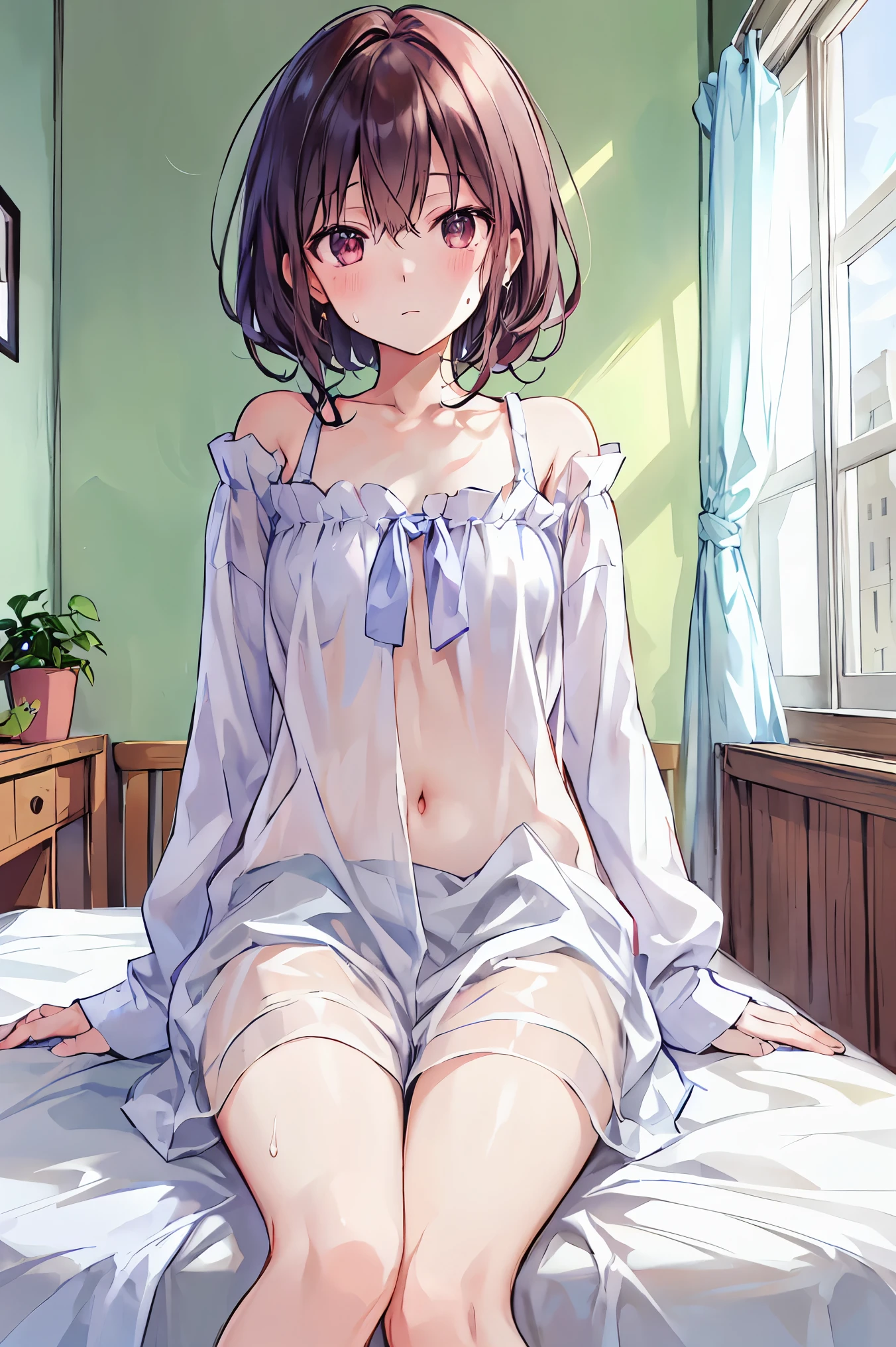 masterpiece,hentai,32k,Super detailed,Ultra-detailed, Toddler clothes, Crying face, Short brown hair, Lying on my back, Pink fluid from inside the vagina, A small-faced toddler being forced into vaginal sex by a man, {{A man is forced to have vaginal sex with a young who is sleeping in his bed.}}, NSFW