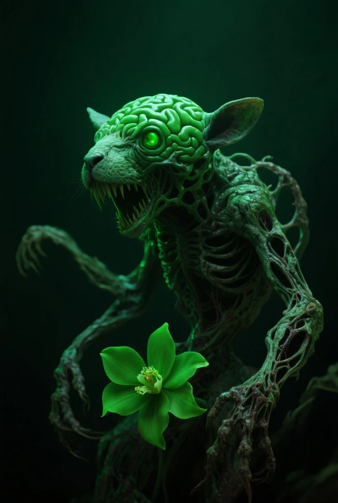 Microscopic tree with golden fruit and flowers bonsai, miniature druidic tree spirit (face of a cat:1.4)