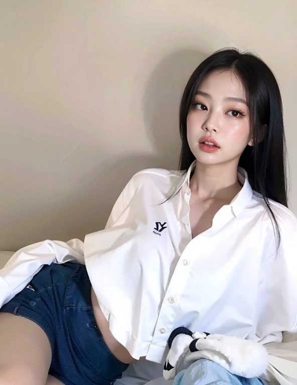 high quality、high resolution、masterpiece、Bright red sky、Beautiful crimson clouds in the background、Beautiful schoolgirl squatting on the edge of the waves with her legs spread, She has medium bob hair、Beautiful light brown hair color、Plump and large breasts、Narrow waist、White blouse、Wear a pleated skirt、Shoes are loafers、Black socks、
White panties、
She is posing for a photo shoot, Looking into the camera、Shooting from below、