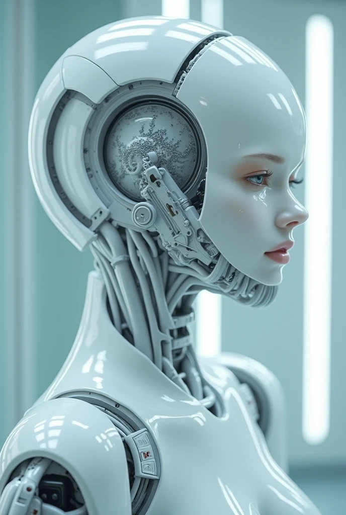 AI robotic head with transparent background 